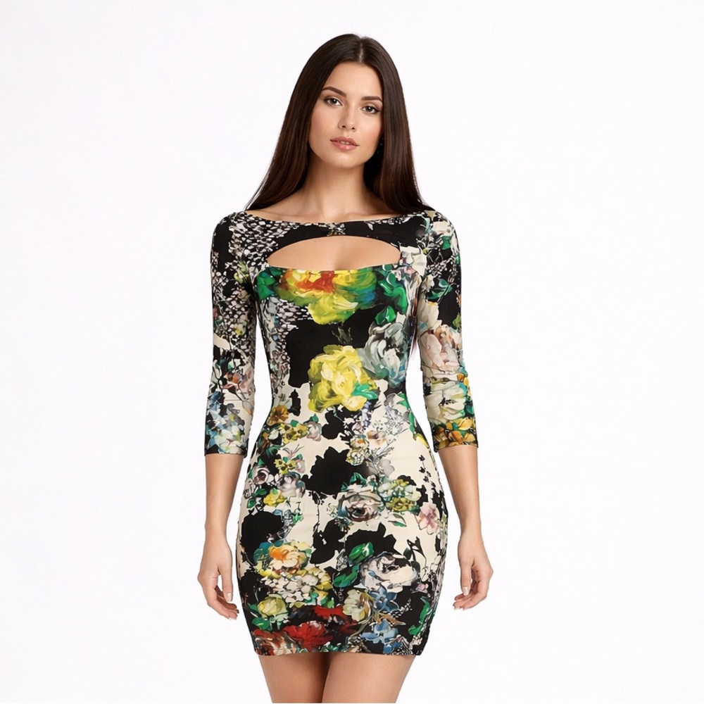 Like New Roberto Cavalli cut out sexy Floral Print Women's Dress